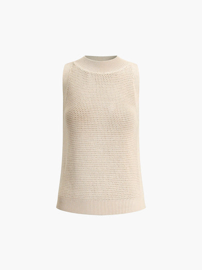 Knit Crew Neck Sleeveless Tank Top