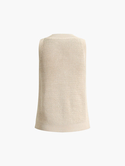 Knit Crew Neck Sleeveless Tank Top