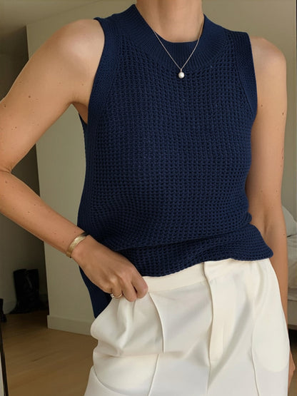 Knit Crew Neck Sleeveless Tank Top