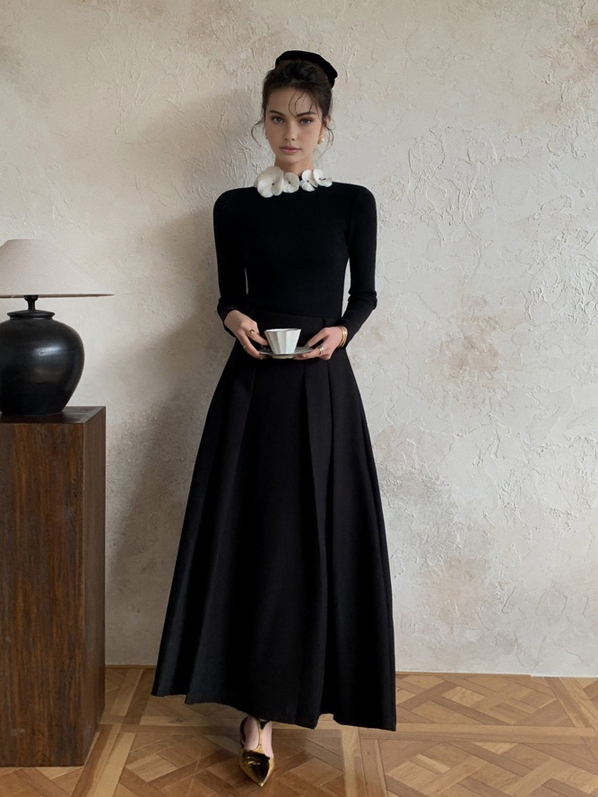 Knit Floral Design Womens Top