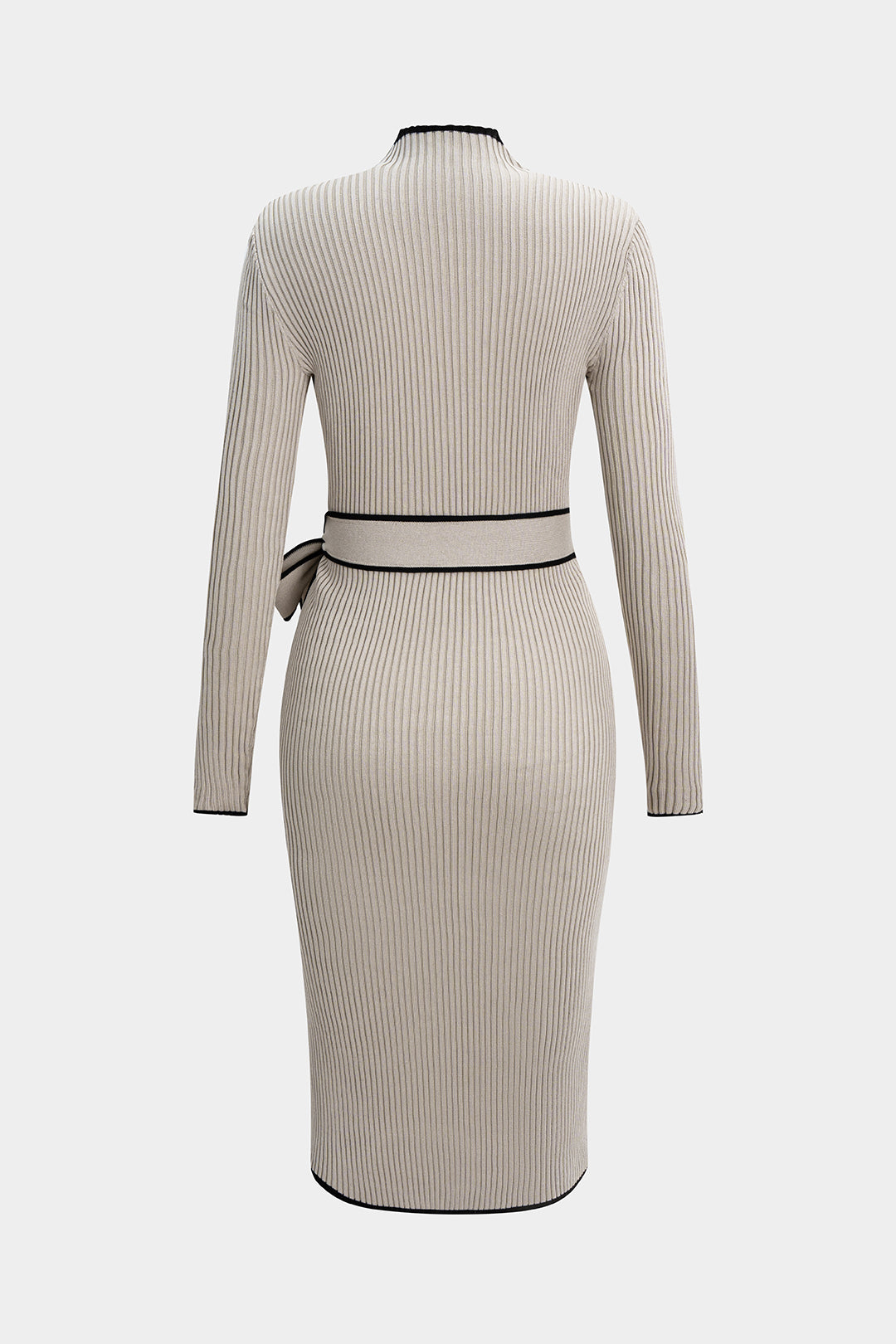 Knit Mock Neck Belted Midi Dress