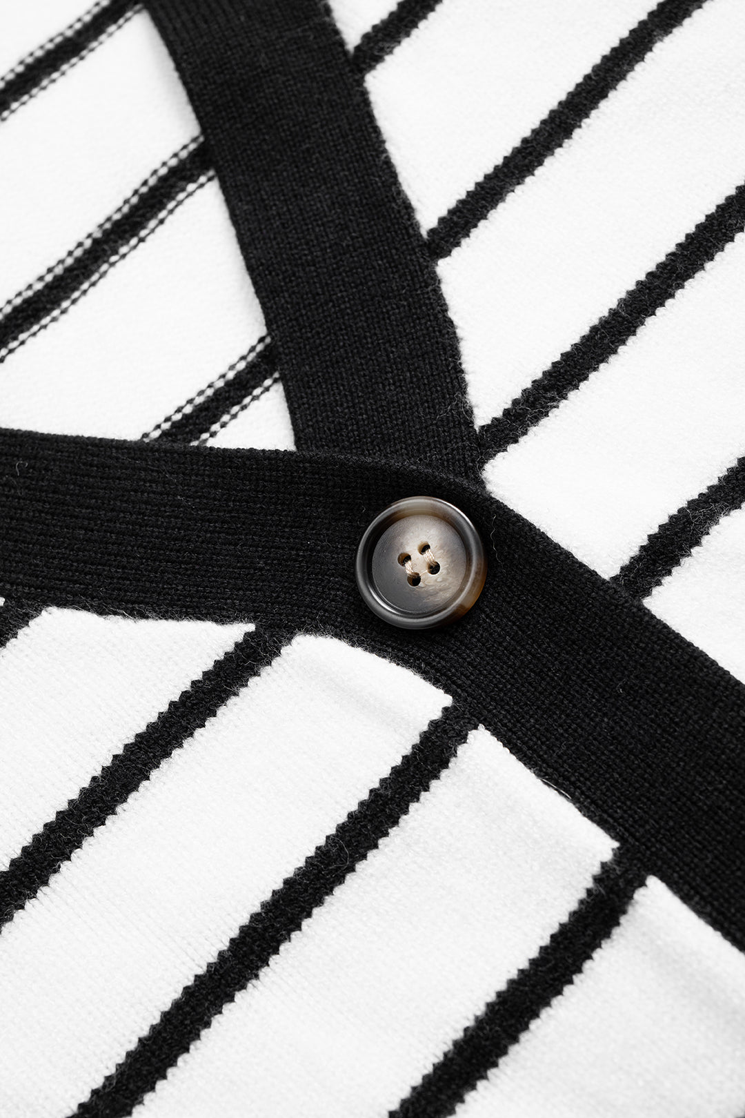 Knit V-Neck Contrast Stripe Cardigan
