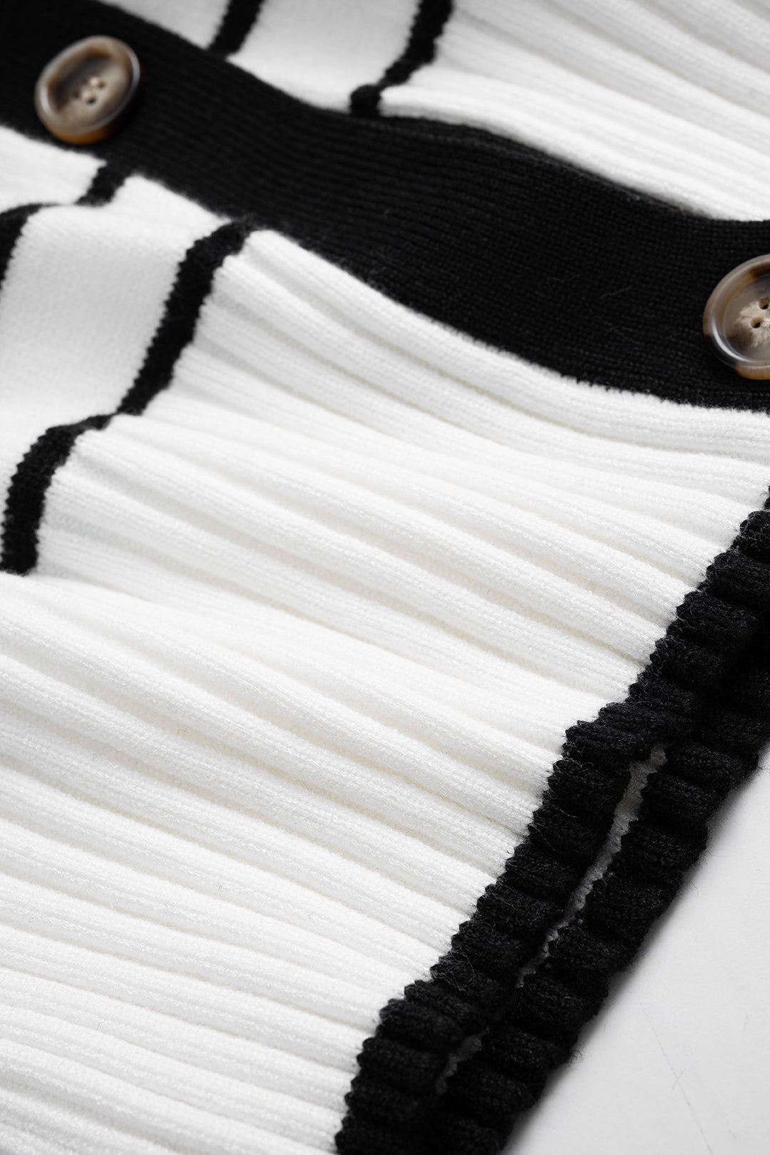 Knit V-Neck Contrast Stripe Cardigan