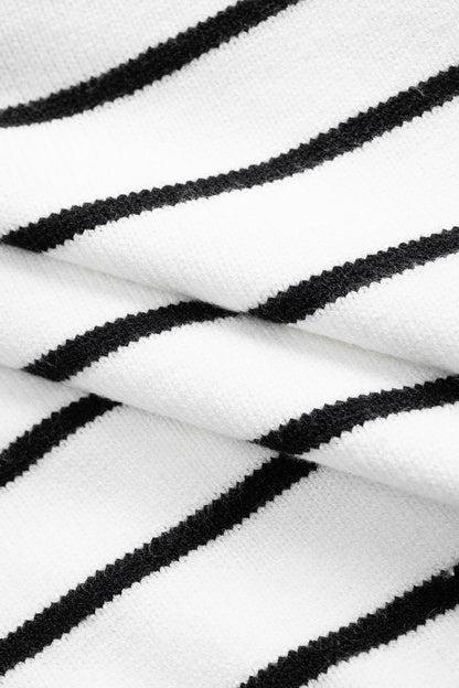 Knit V-Neck Contrast Stripe Cardigan