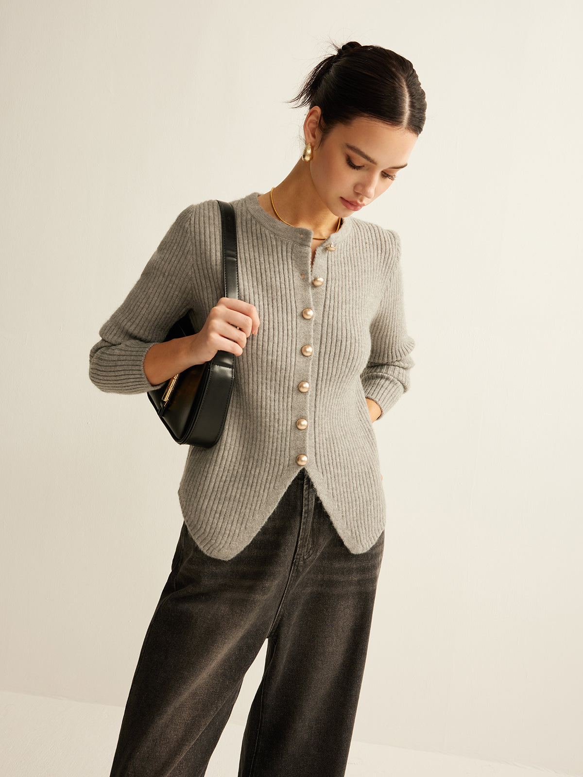 Knitted Button Down Long Cardigan