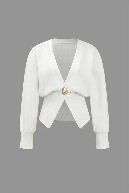 Knitted V-Neck Medium Weight Cardigan