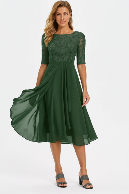 Lace Detail A-Line White Dress