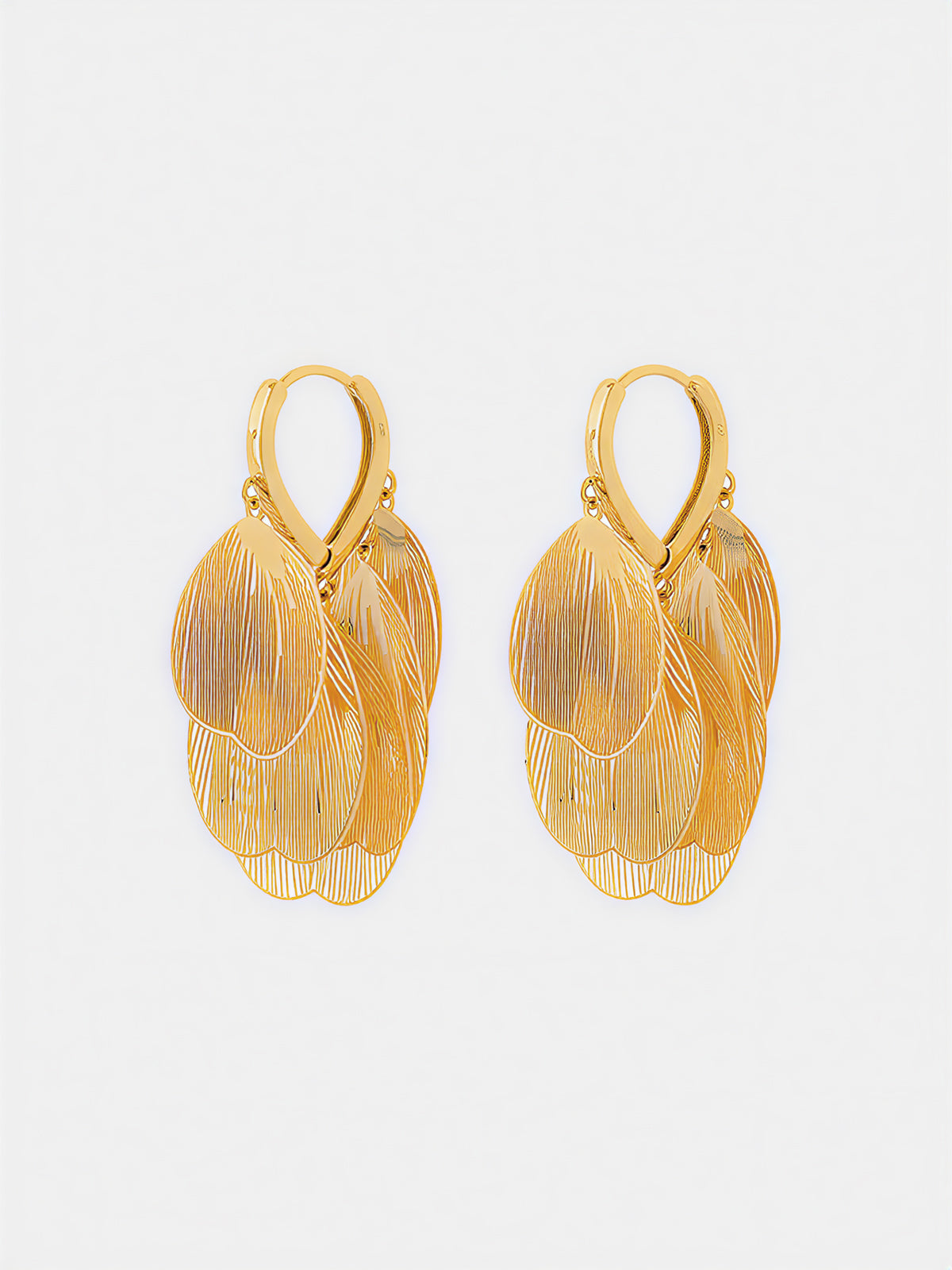 Leaf-Textured Copper Drop Earrings