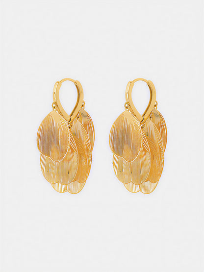 Leaf-Textured Copper Drop Earrings
