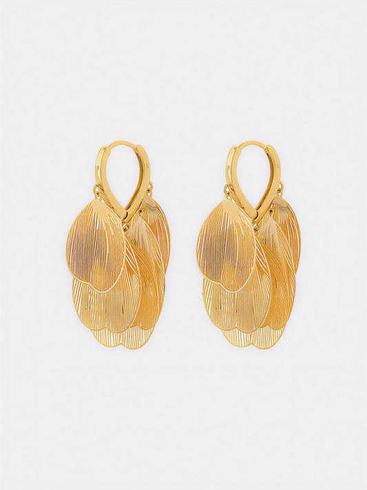 Leaf-Textured Copper Drop Earrings