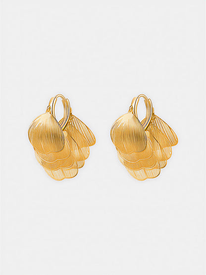 Leaf-Textured Copper Drop Earrings