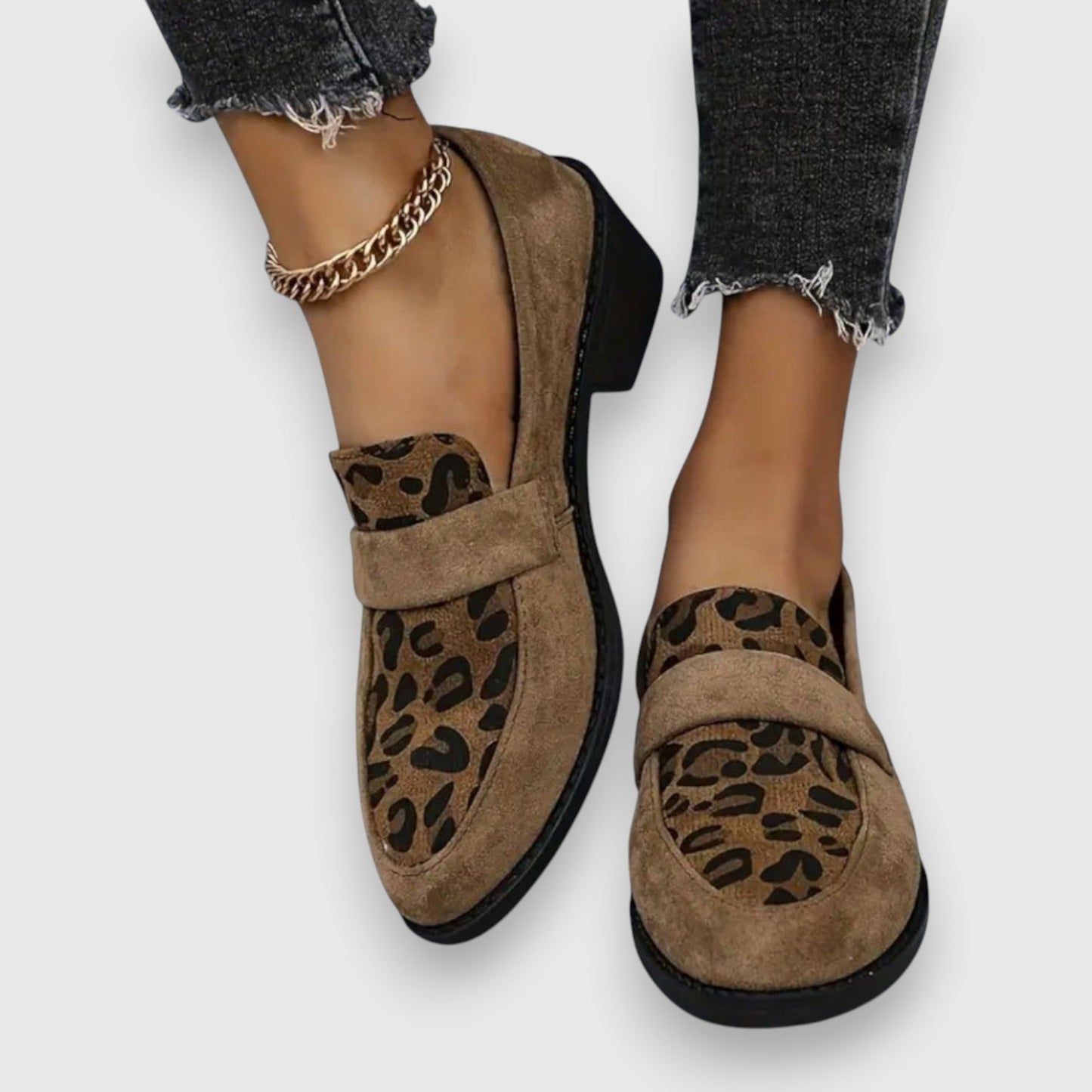 Leopard Print Faux Leather Loafers