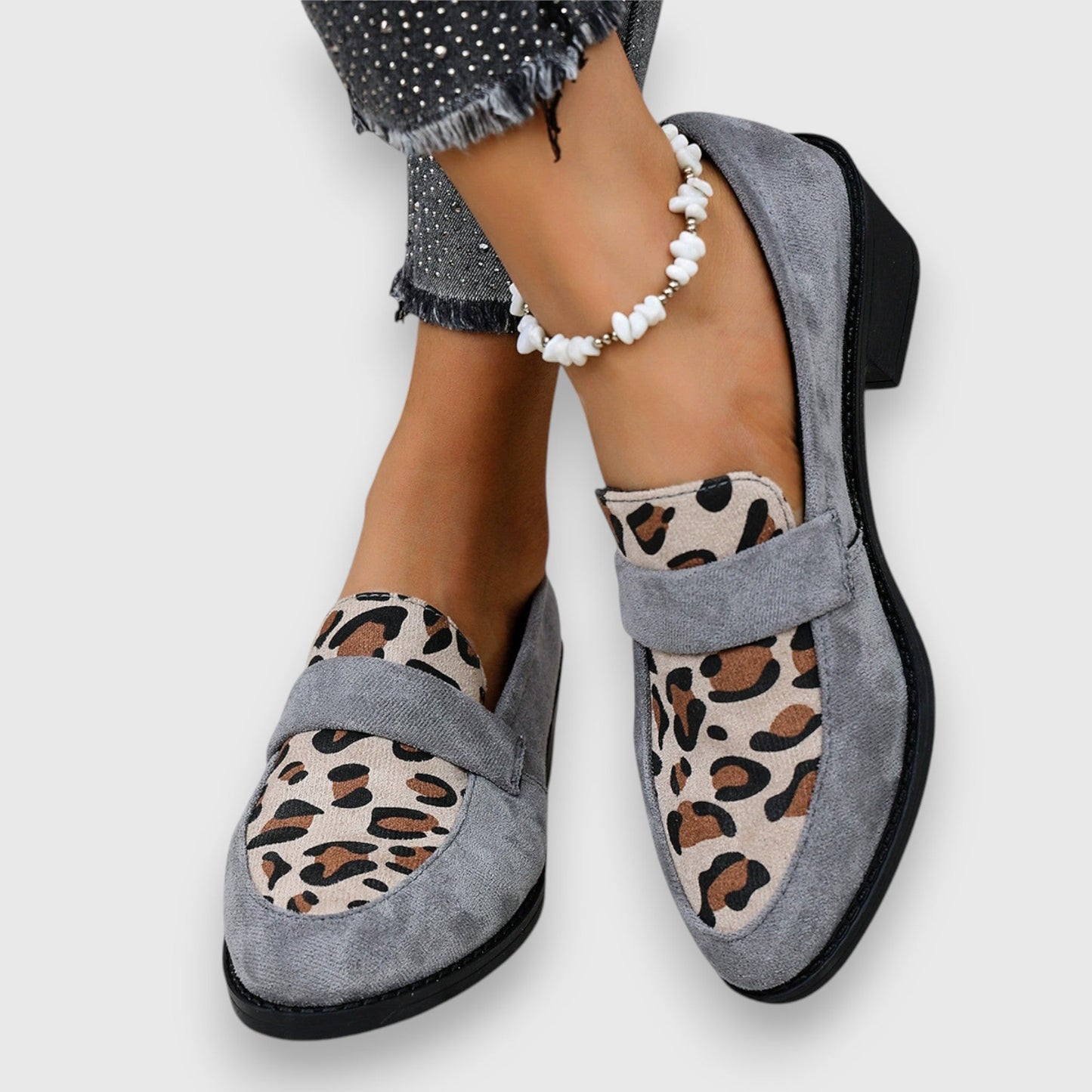 Leopard Print Faux Leather Loafers