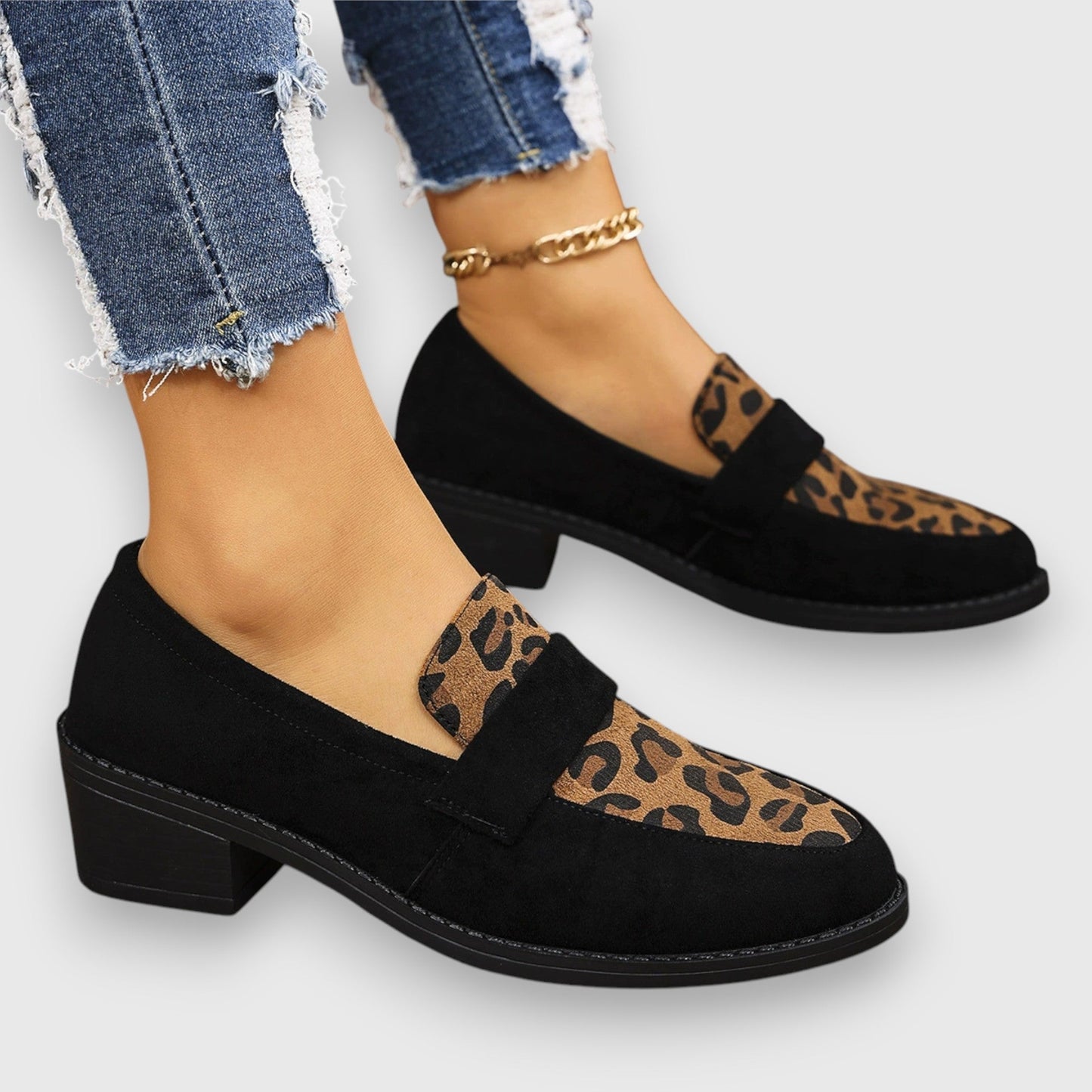 Leopard Print Faux Leather Loafers
