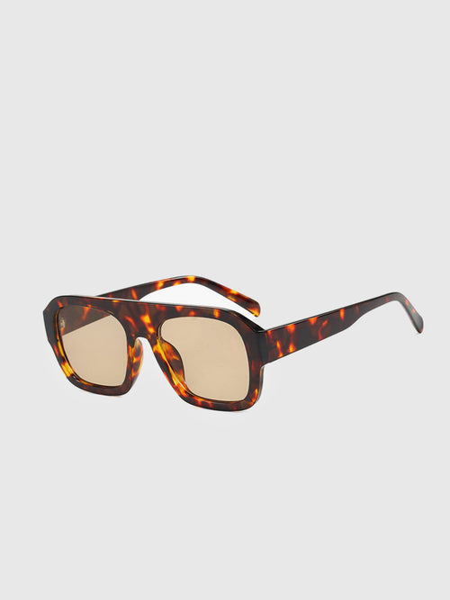 Leopard Print Square Sunglasses