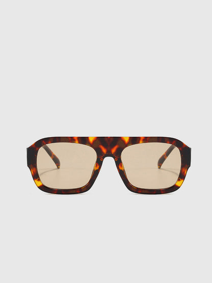 Leopard Print Square Sunglasses
