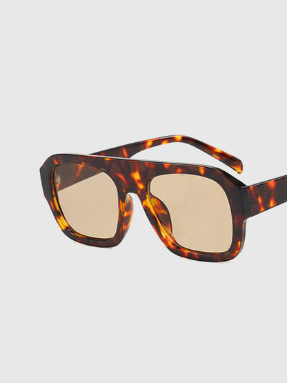 Leopard Print Square Sunglasses