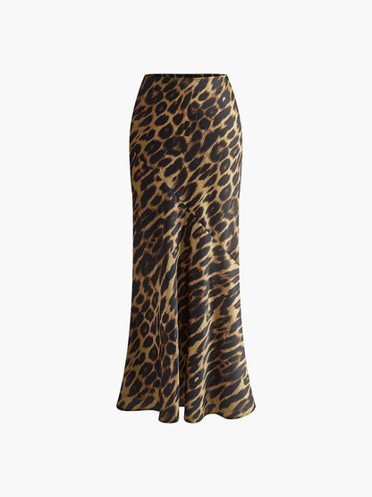 Leopard Print Woven Maxi Skirt