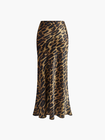 Leopard Print Woven Maxi Skirt