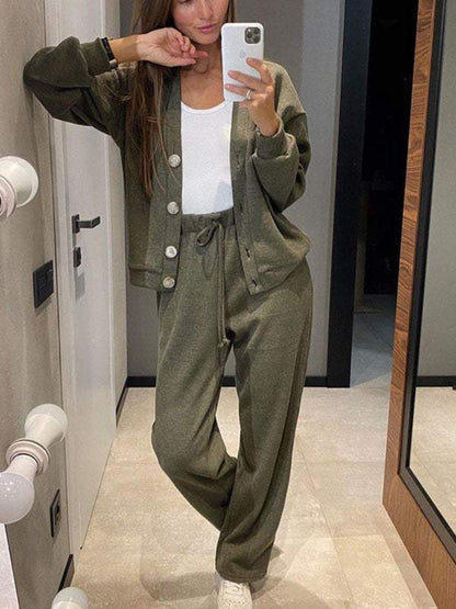 Lightweight Button-Front Cardigan Set