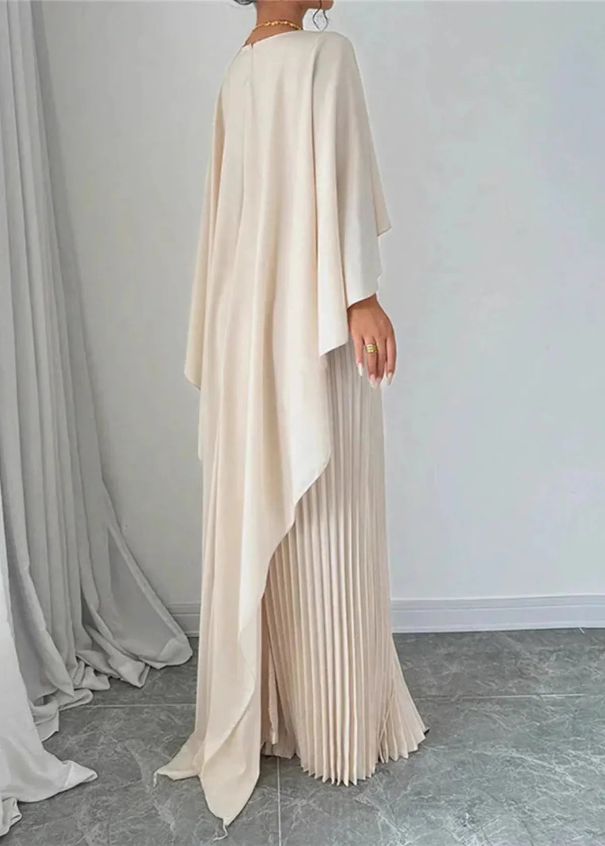 Lightweight Cape Overlay Maxi Dress