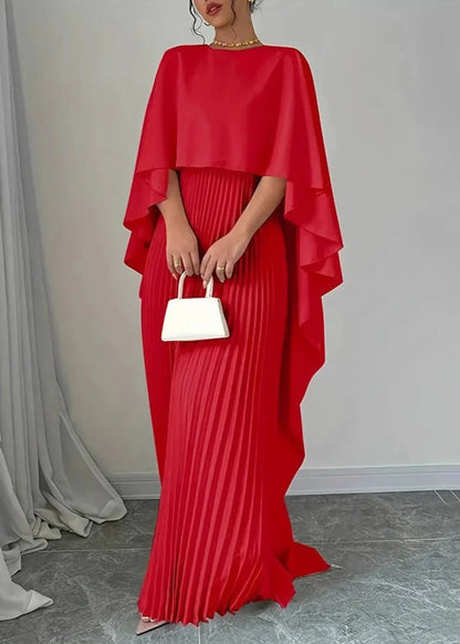 Lightweight Cape Overlay Maxi Dress