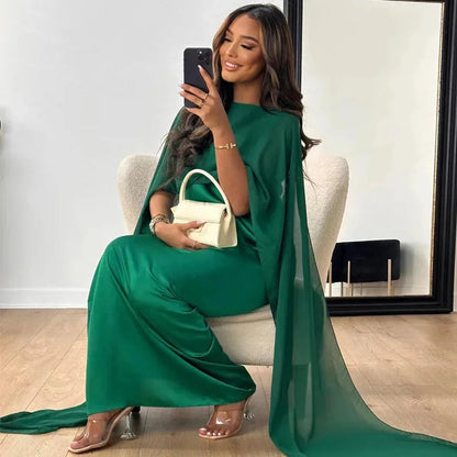 Lightweight Cape Sleeve Maxi Dress