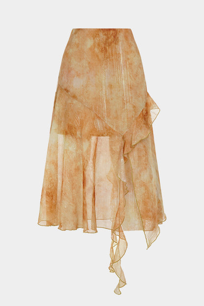 Lightweight Chiffon Asymmetrical Ruffle Skirt