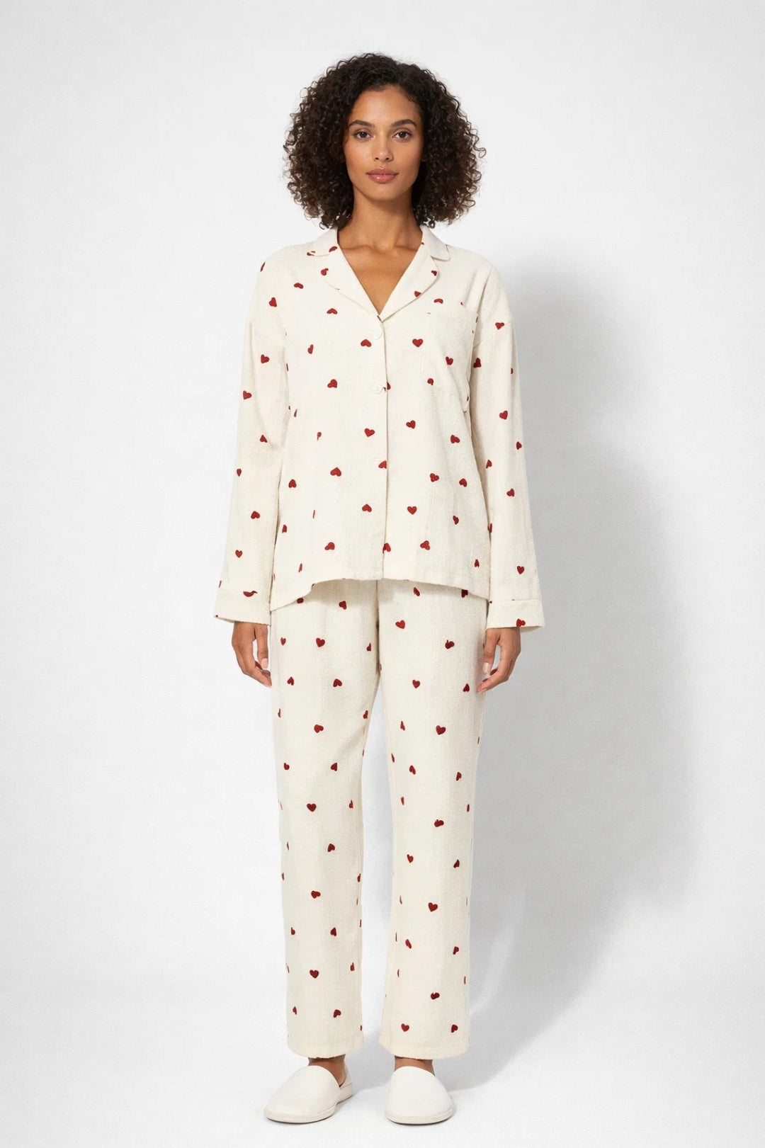 Lightweight Cotton Blend Long Sleeve Pajama Set