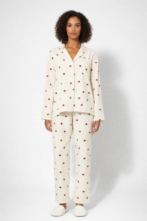 Lightweight Cotton Blend Long Sleeve Pajama Set