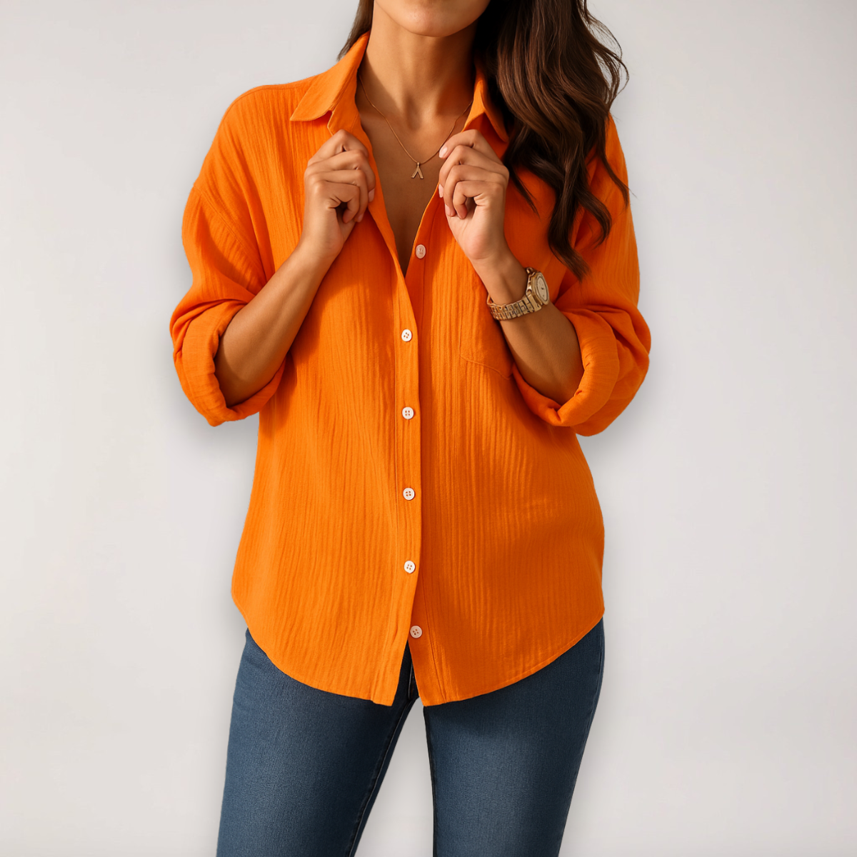Lightweight Cotton Button Front Shirt