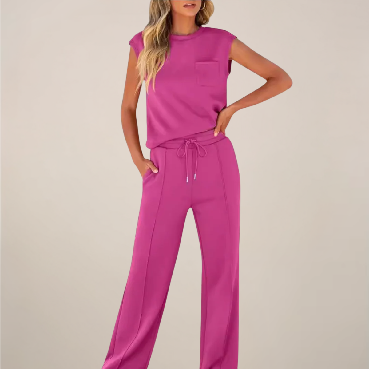 Lightweight Cotton Drawstring Jogger Set