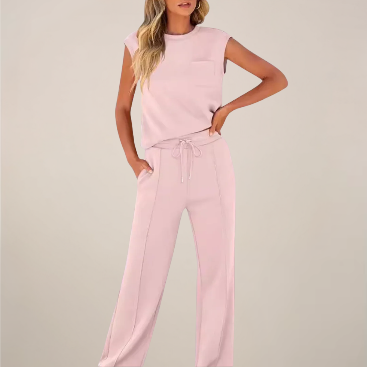 Lightweight Cotton Drawstring Jogger Set