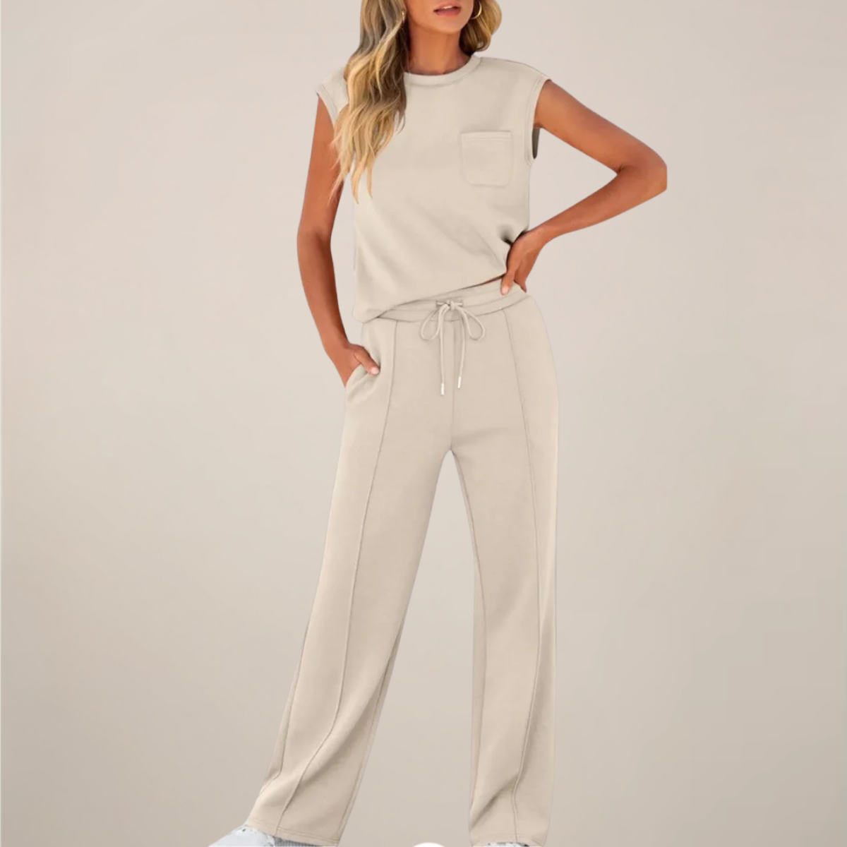 Lightweight Cotton Drawstring Jogger Set