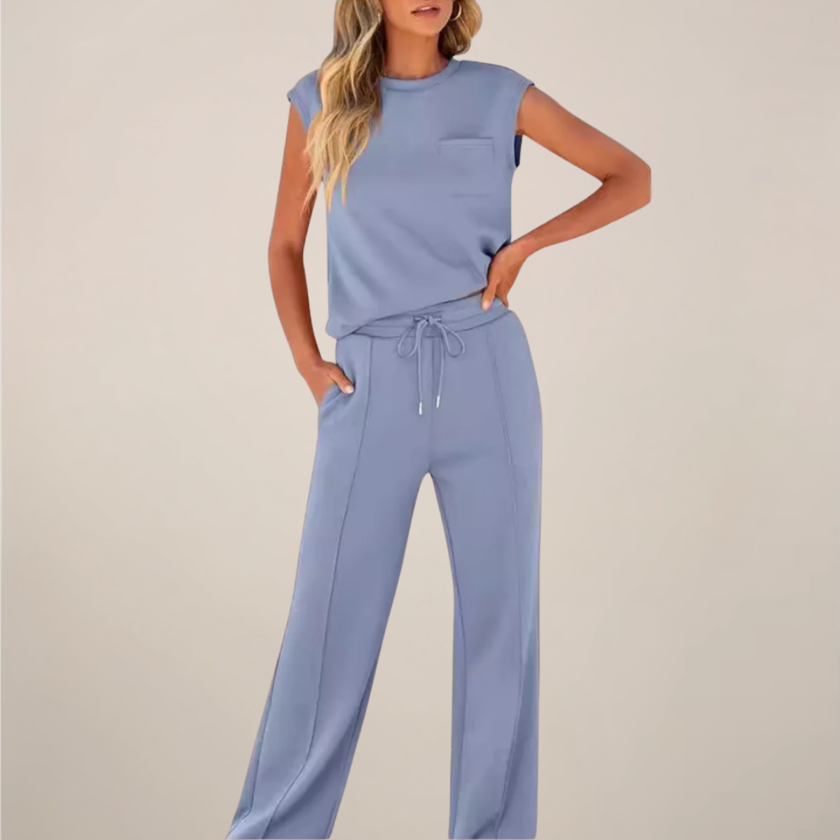 Lightweight Cotton Drawstring Jogger Set