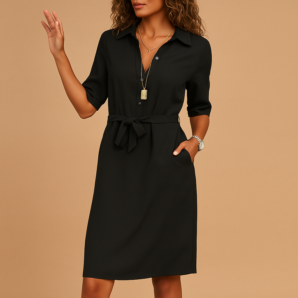 Lightweight Cotton Midi Dress With Tie Waist