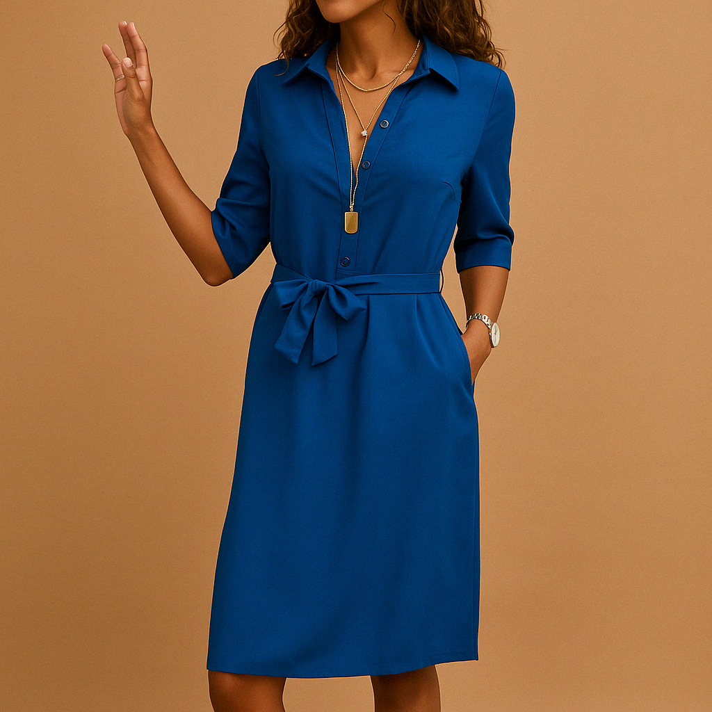 Lightweight Cotton Midi Dress With Tie Waist