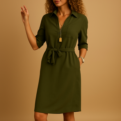 Lightweight Cotton Midi Dress With Tie Waist