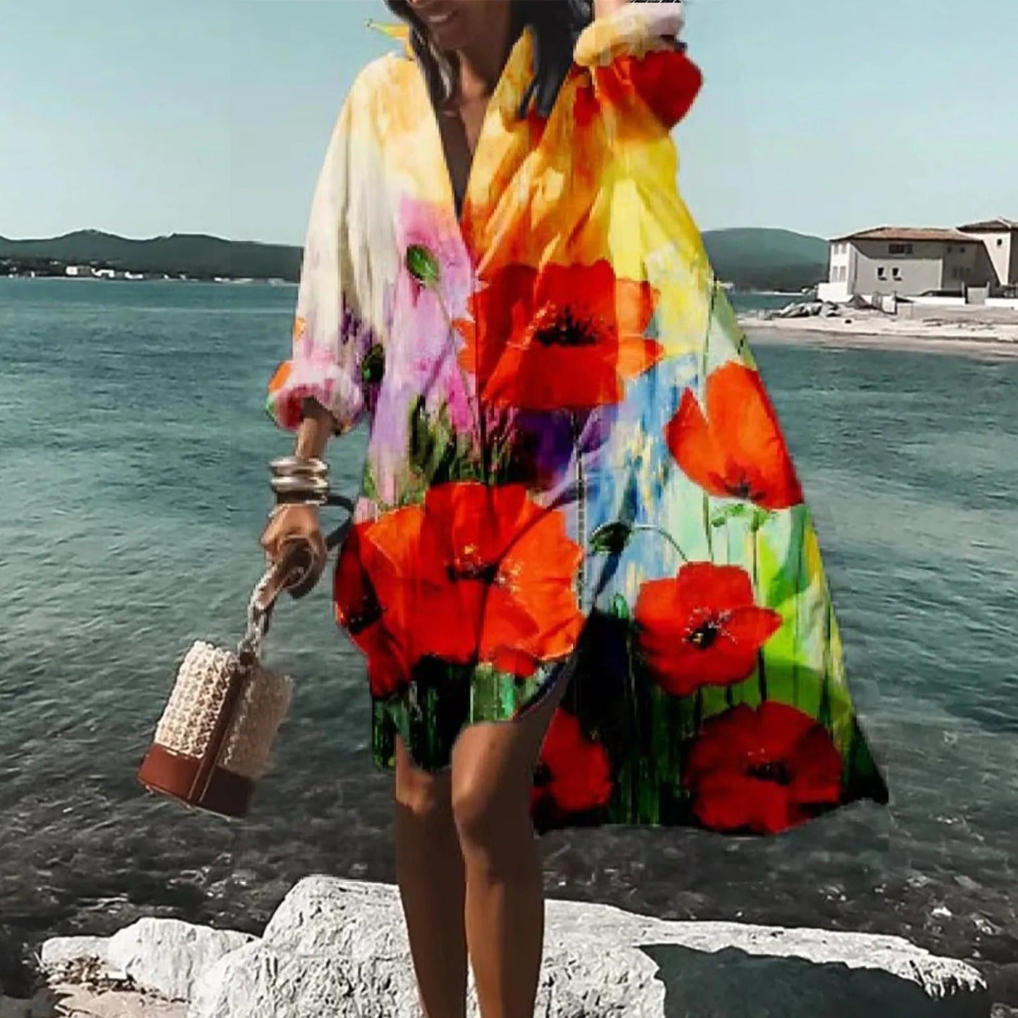 Lightweight Cotton Printed Midi Dress