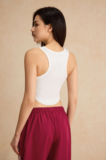 Lightweight Cotton Round Neck Crop Top