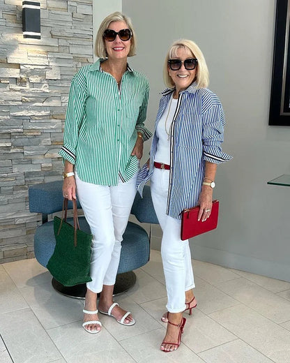 Lightweight Cotton Striped Button-Up Shirt