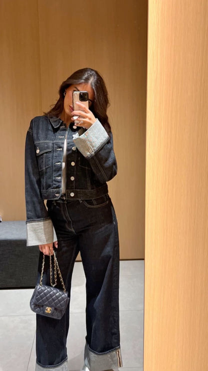 Lightweight Cropped Jacket Two Piece Set