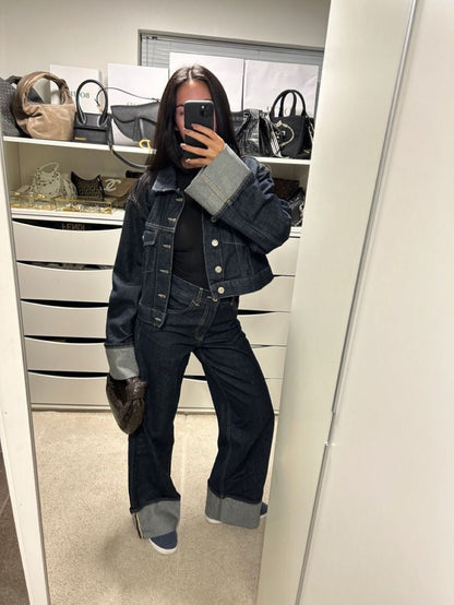 Lightweight Cropped Jacket Two Piece Set