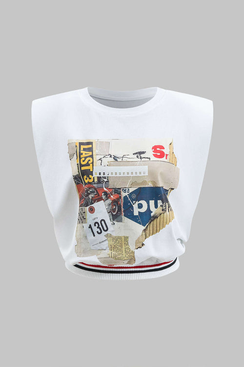 Lightweight Digital Print Sleeveless T-Shirt