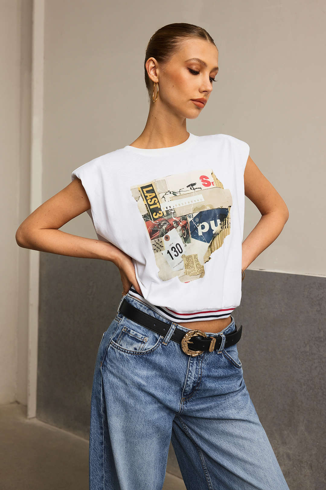 Lightweight Digital Print Sleeveless T-Shirt