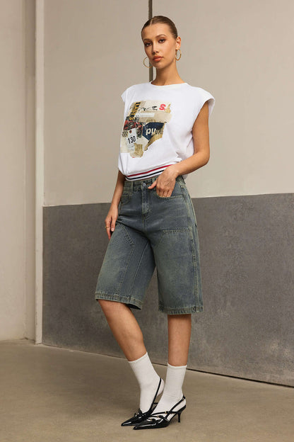 Lightweight Digital Print Sleeveless T-Shirt