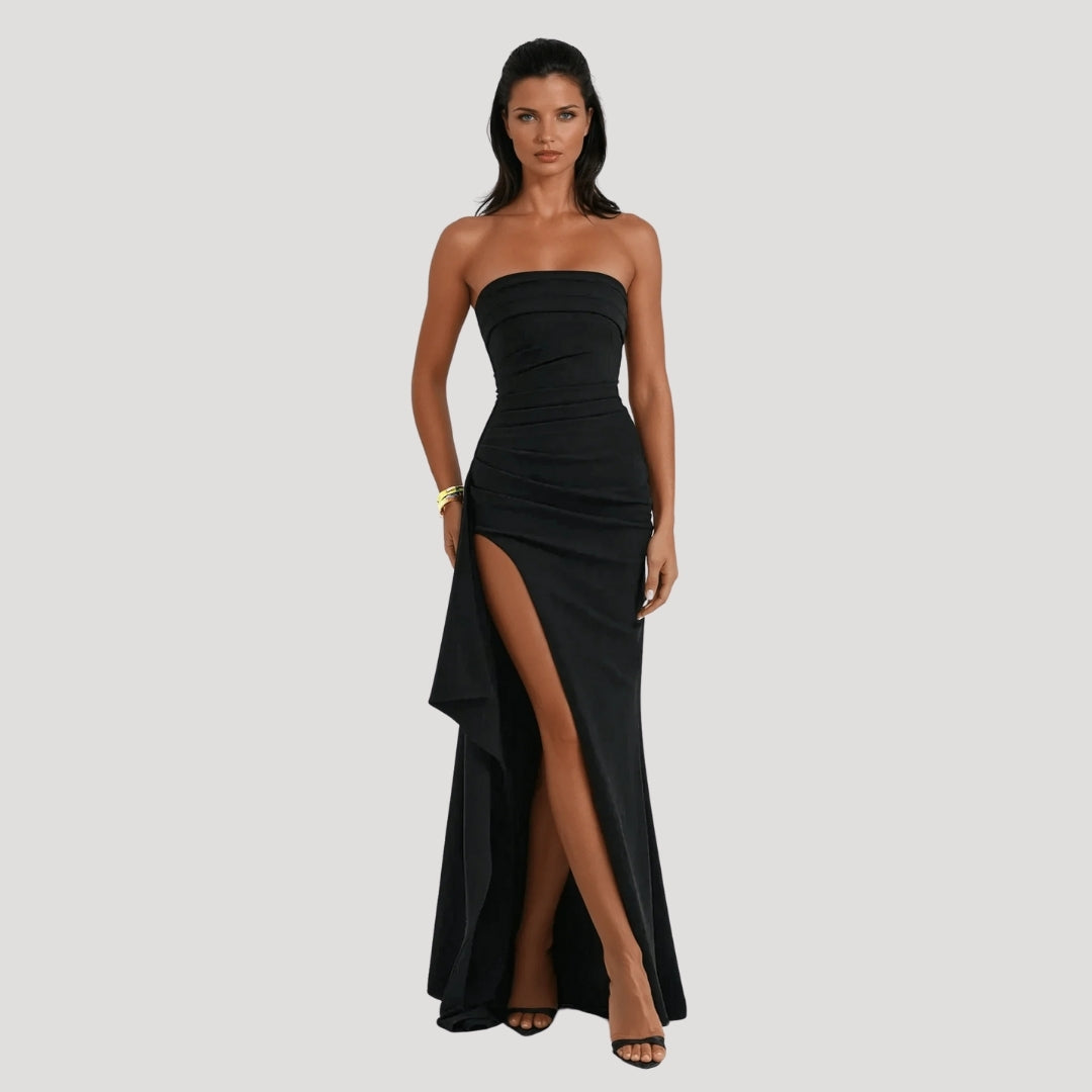 Lightweight Draped Strapless Maxi Dress