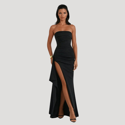Lightweight Draped Strapless Maxi Dress