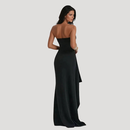 Lightweight Draped Strapless Maxi Dress