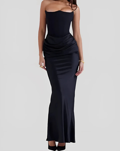 Lightweight Draped V-Neck Maxi Dress